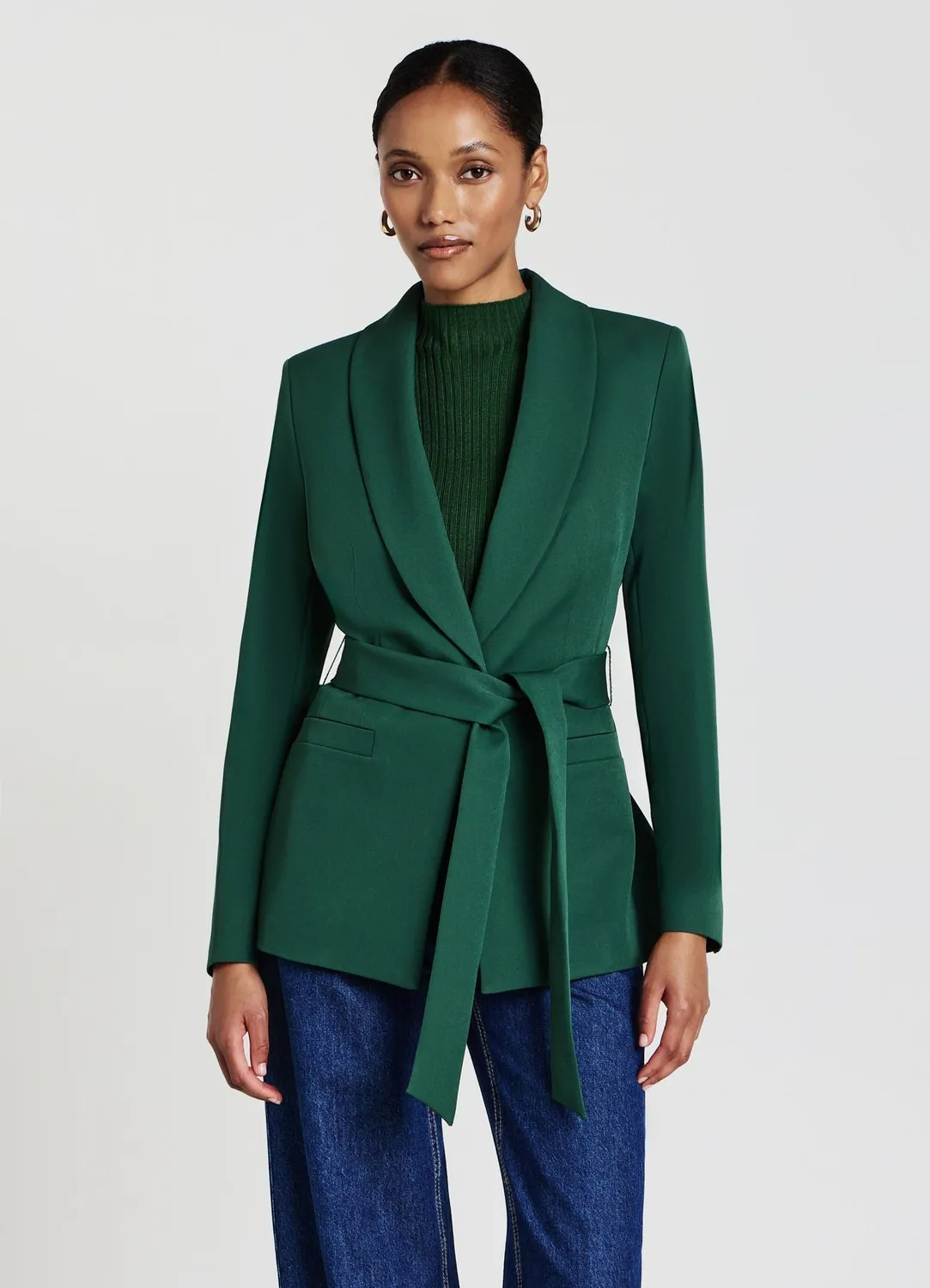 Calliope Veste Ceinturée Femme Col Châle Bureau