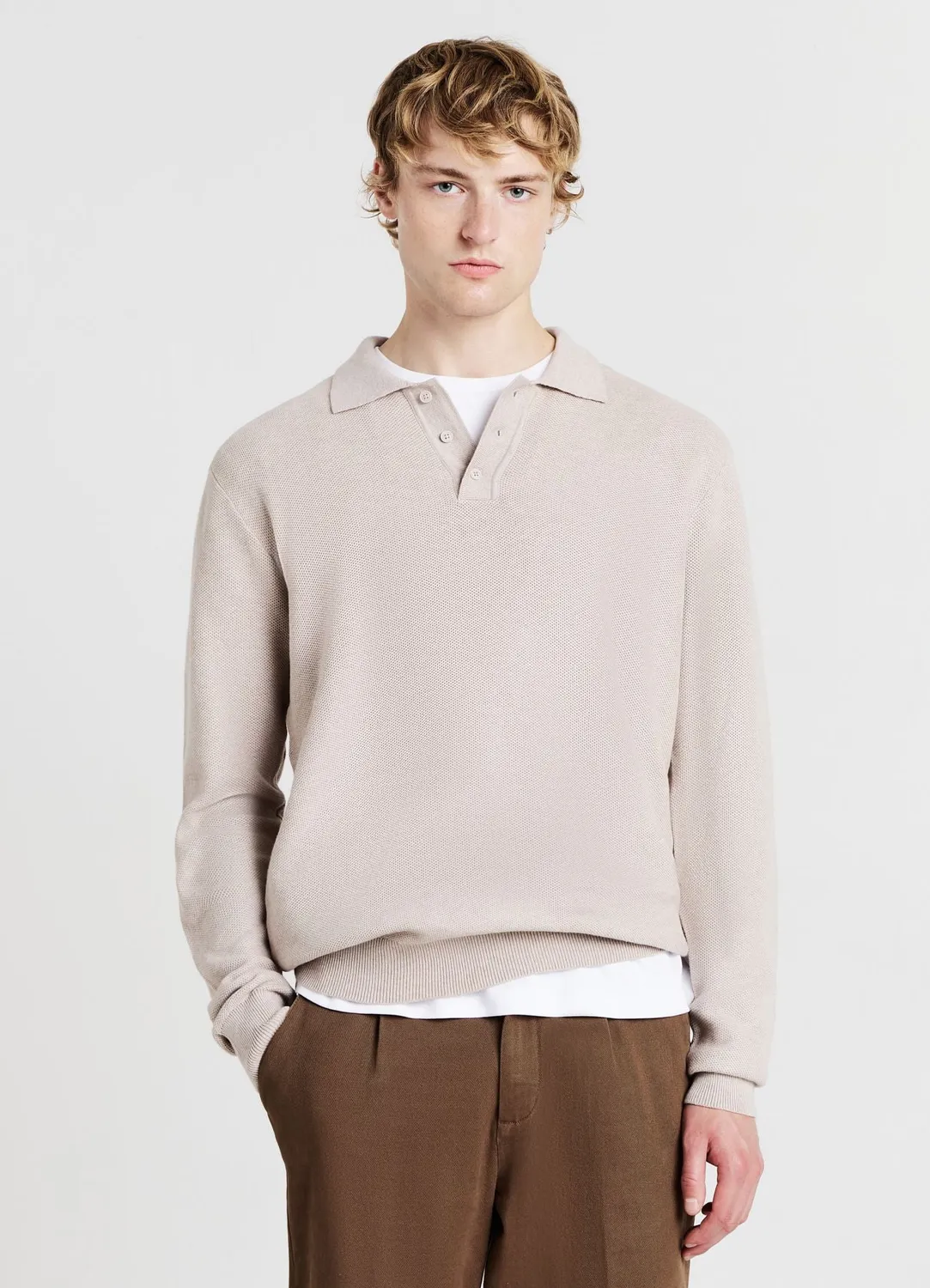 Calliope polo maille 3 boutons homme manches longues