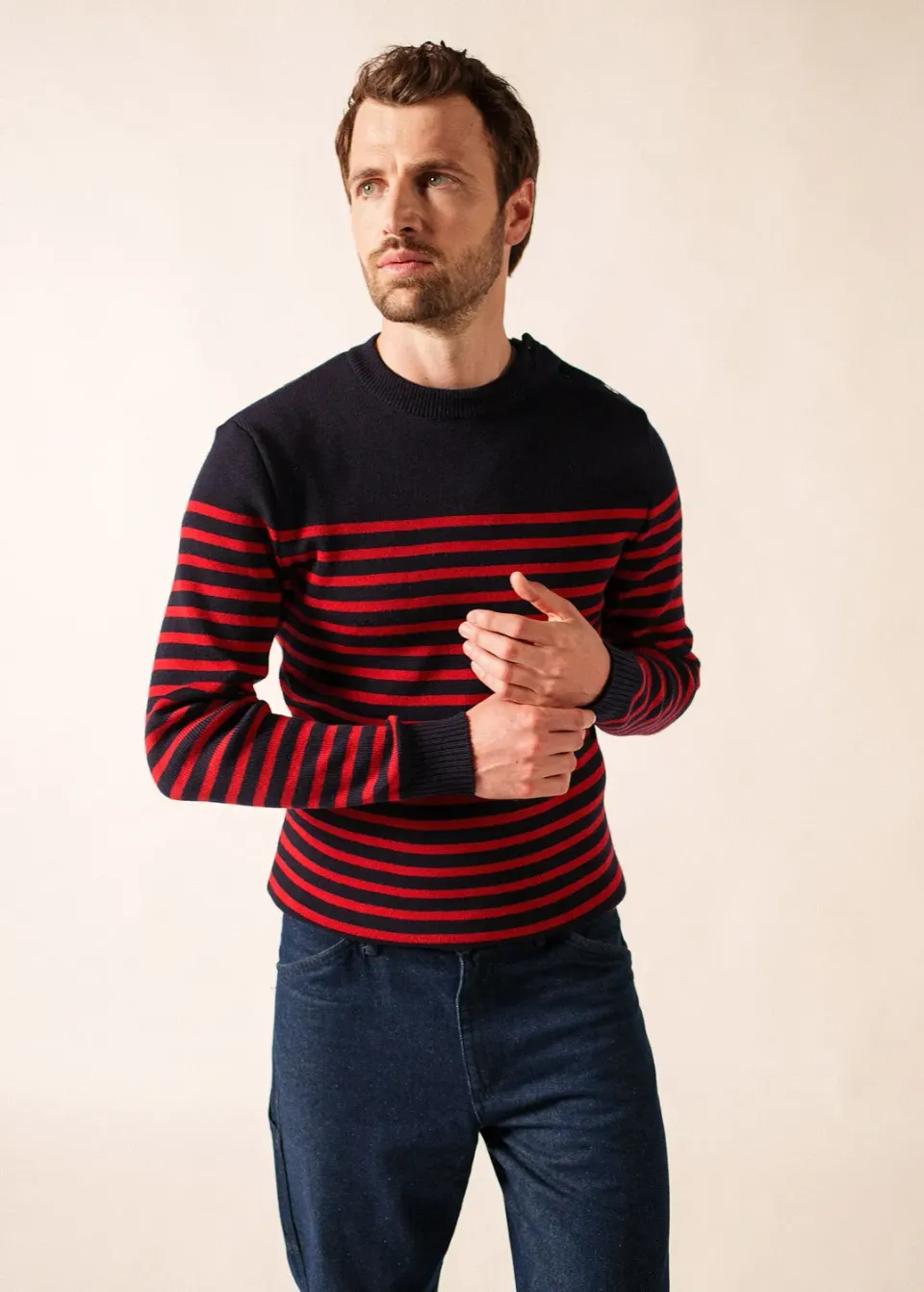 Saint James Rochefort pull marin navy médoc laine