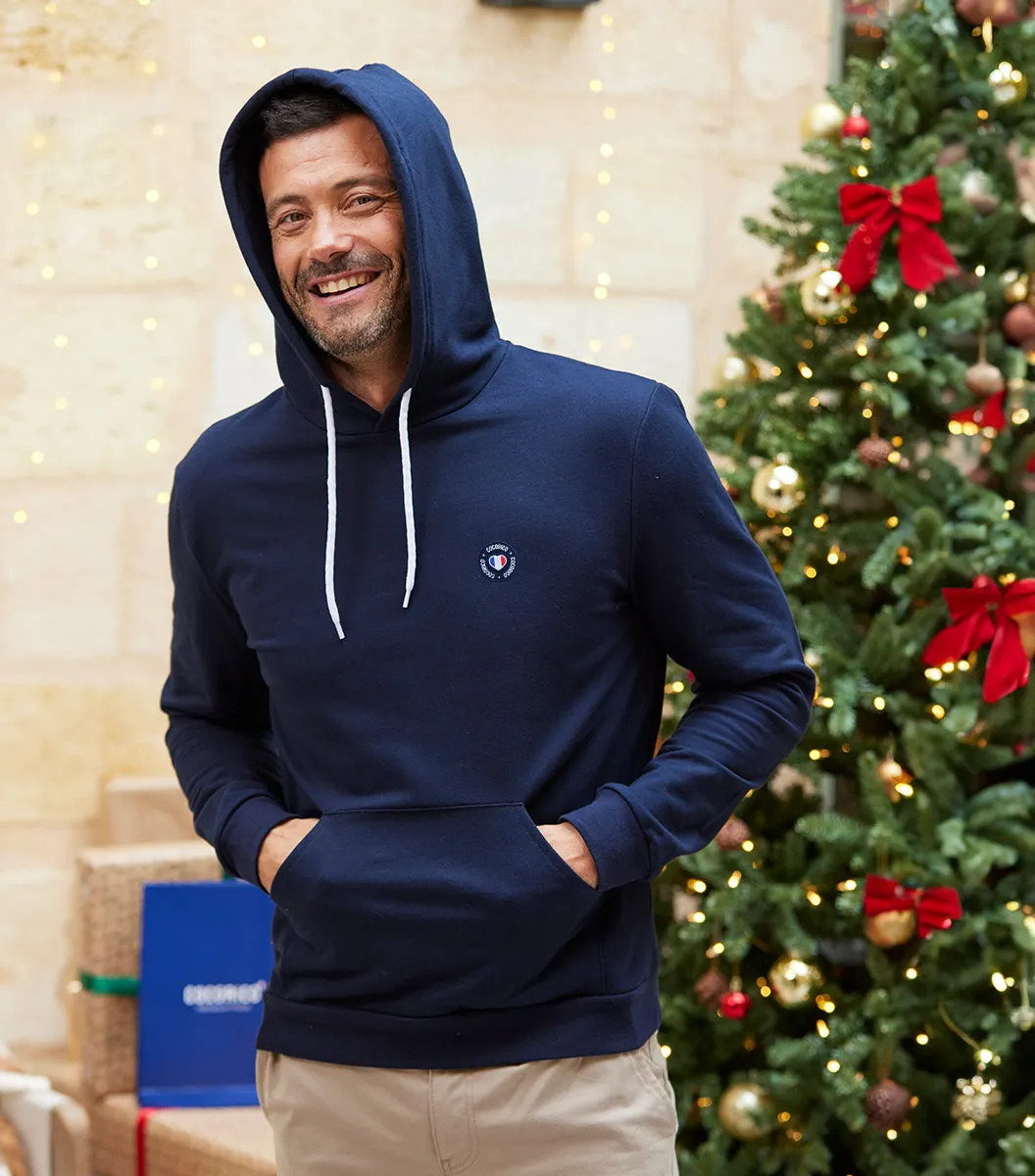 Cocorico Blason sweat à capuche homme marine coton