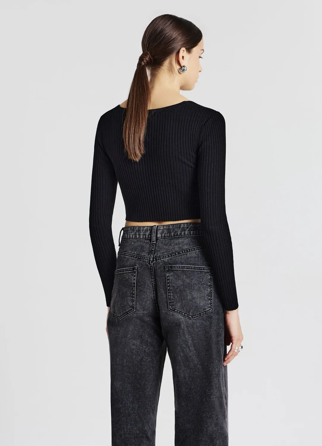 Calliope top croisé côtelé col V femme ajusté