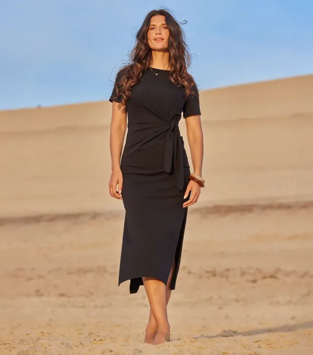 Cocorico Selen robe longue femme noir coton
