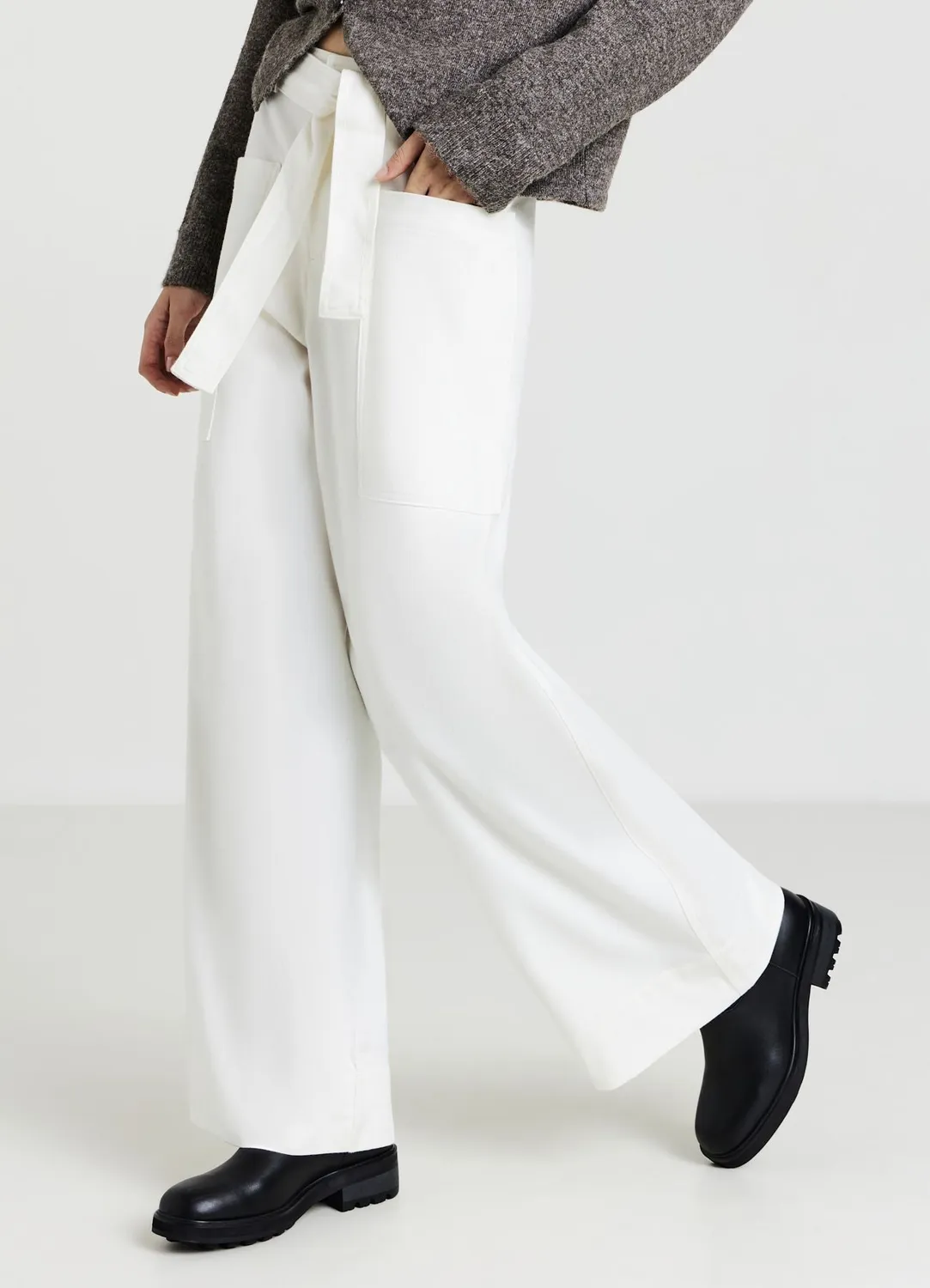 Calliope Pantalon taille haute femme ceinture large
