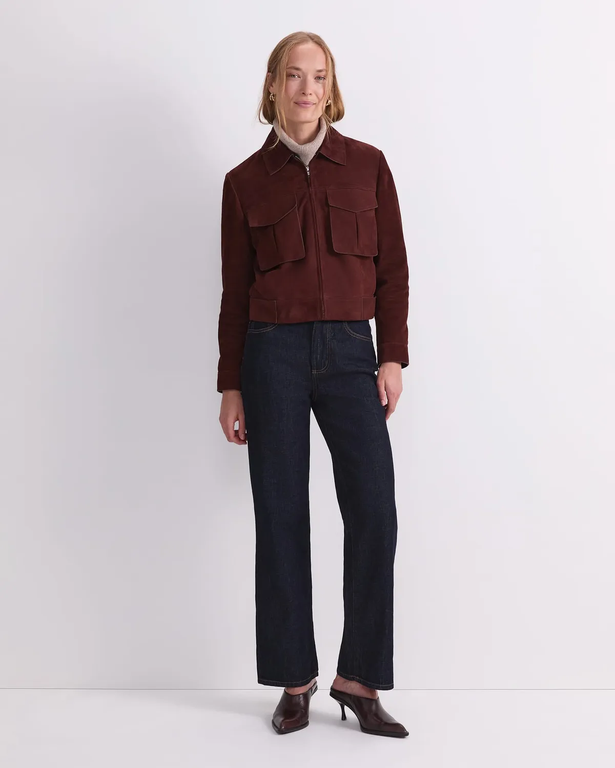 Sportscraft Lolita veste suède agneau cropped