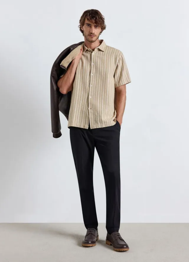 Calliope chemise rayée homme manches courtes coton