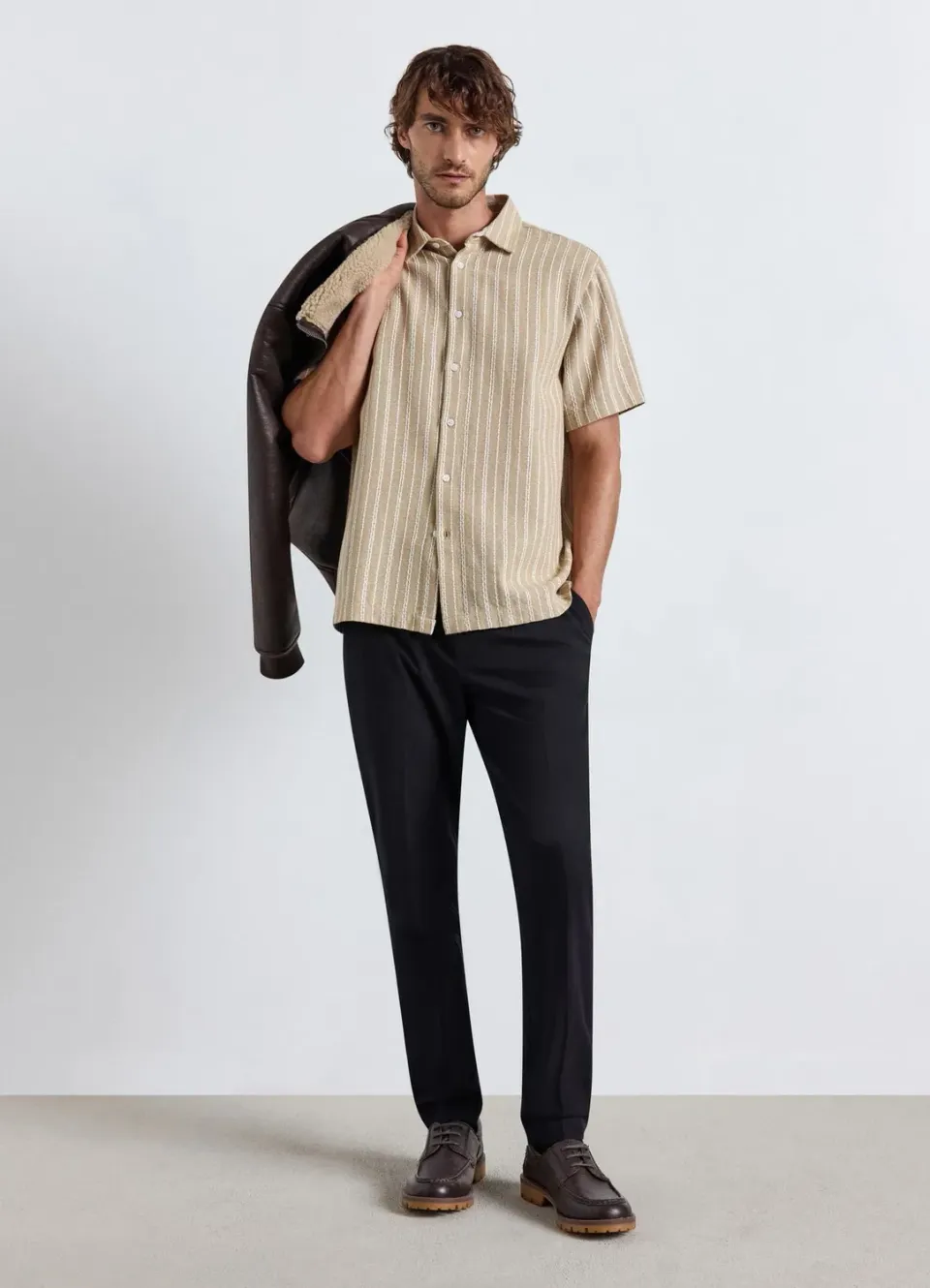 Calliope chemise rayée homme manches courtes coton