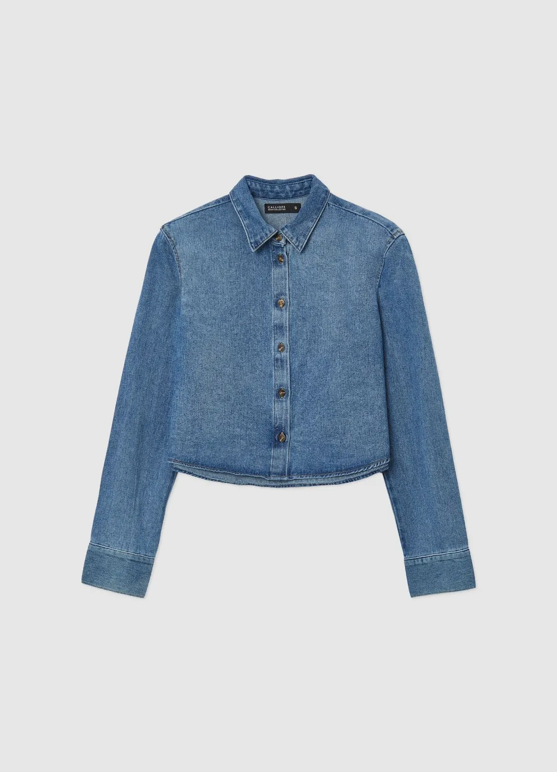 Calliope chemise crop denim femme manches longues