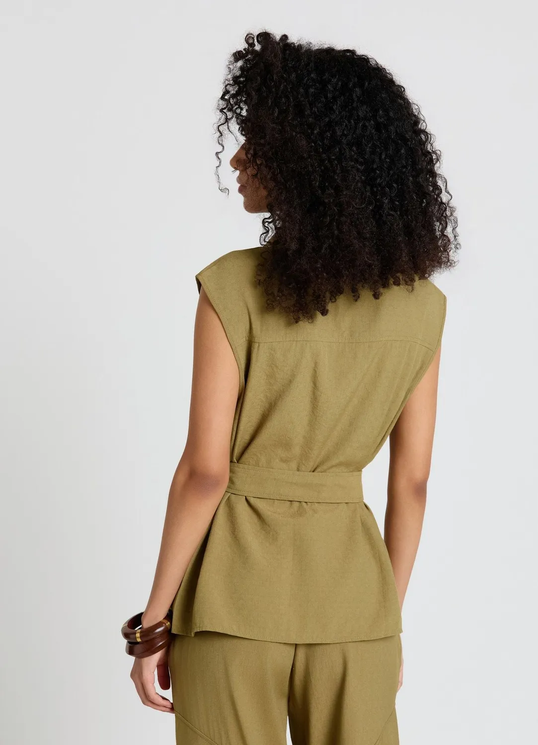 Calliope Chemise Femme Sans Manches Ceinture Poches
