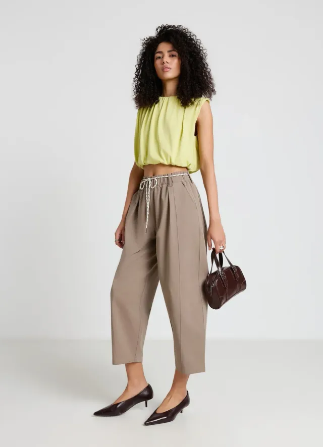 Calliope top sans manches femme col froncé uni