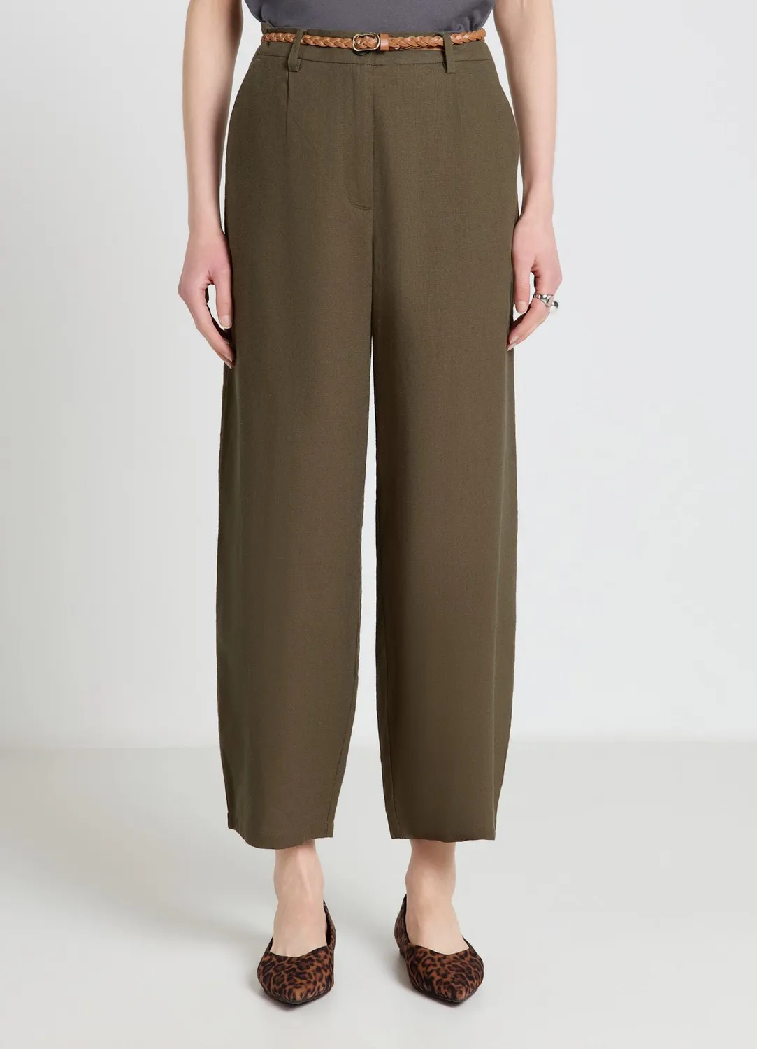Calliope Balloon pantalon femme taille haute ceinture tressée