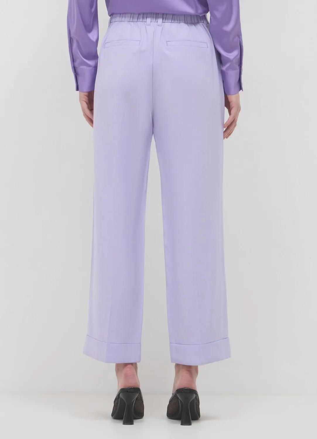 Calliope pantalon classique femme taille élastique revers viscose