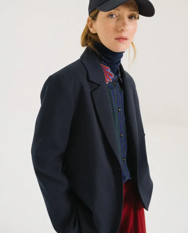 TINSELS FANZINE NAVY veste tailleur gabardine