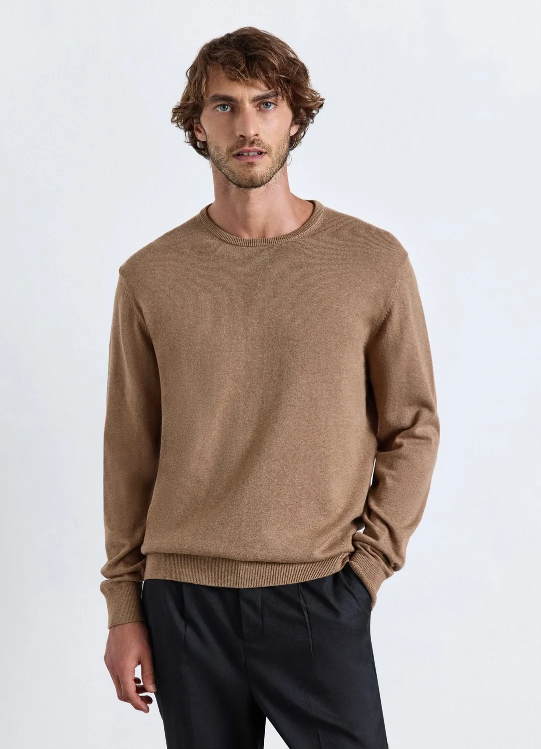 Calliope pull col rond homme uni manches longues