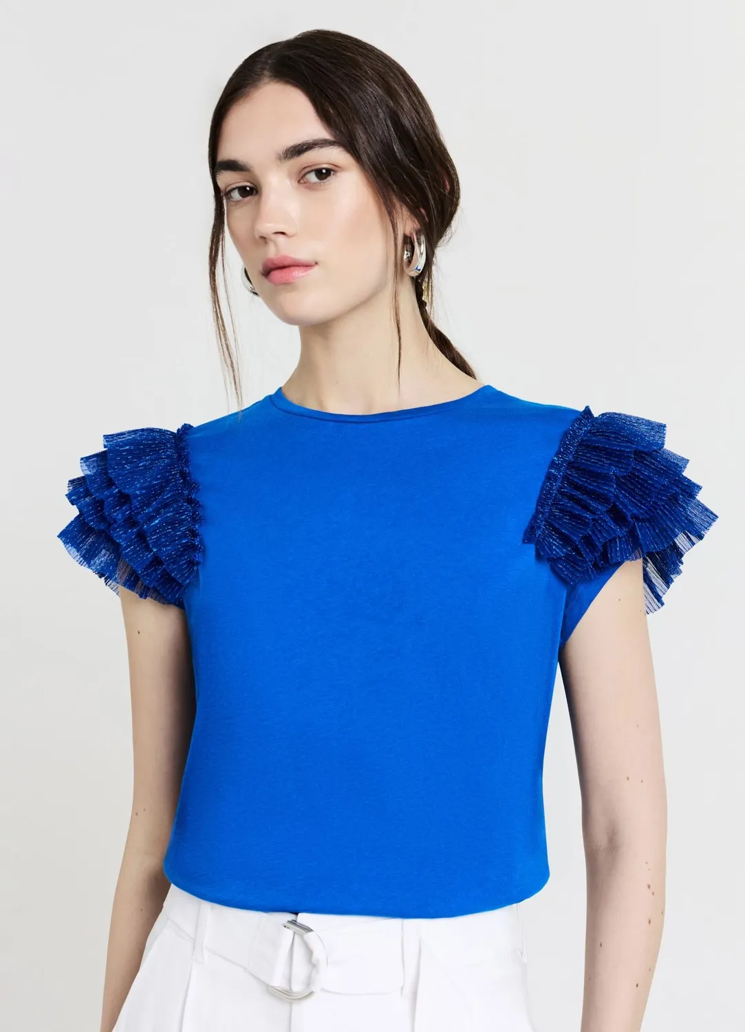 Calliope T-shirt manches tulle femme coton