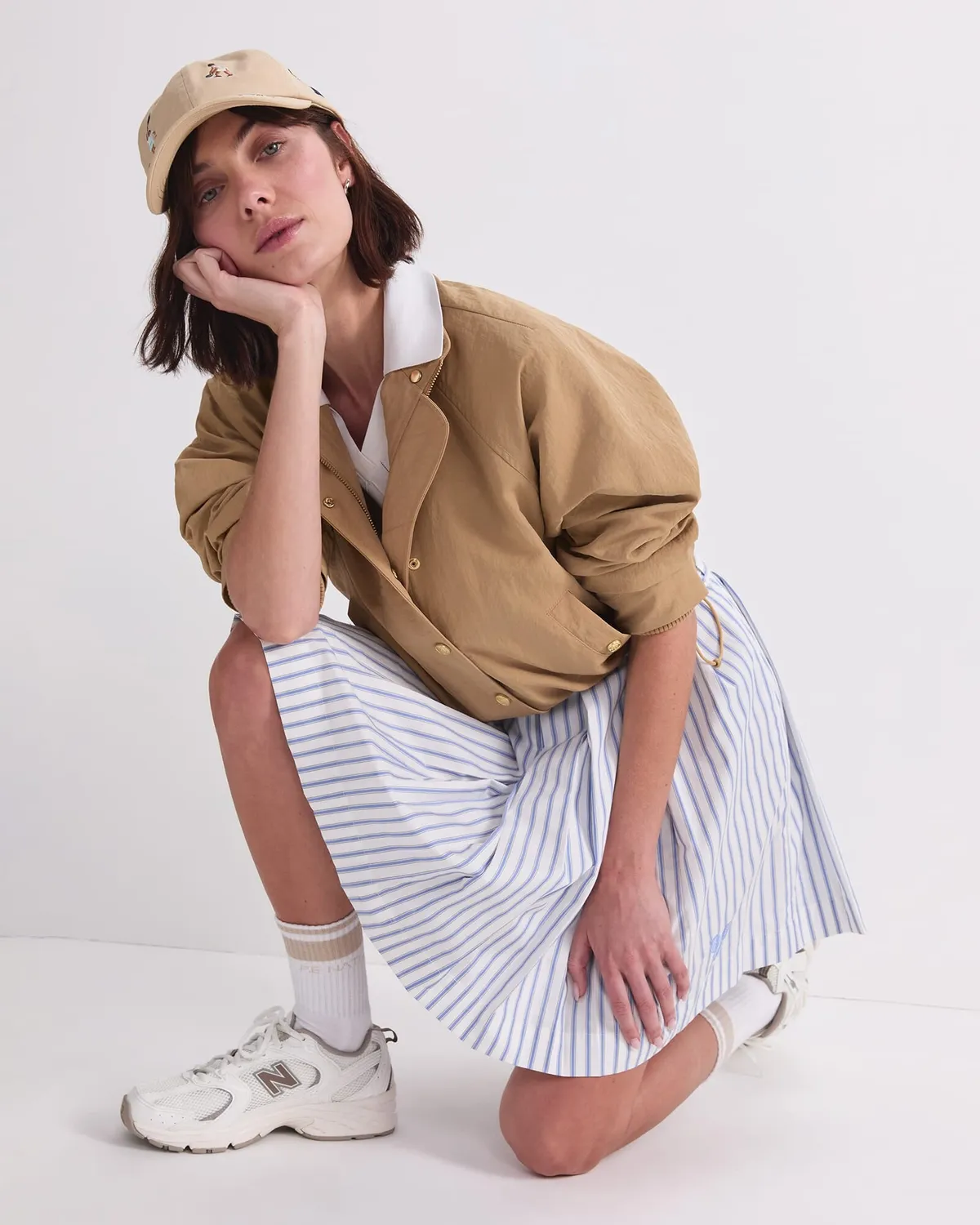 Sportscraft Logo Stripe Tennis jupe coton plissée
