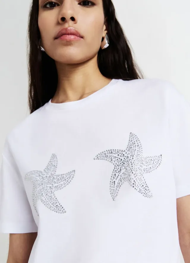 Calliope t-shirt femme coton étoiles strass col rond