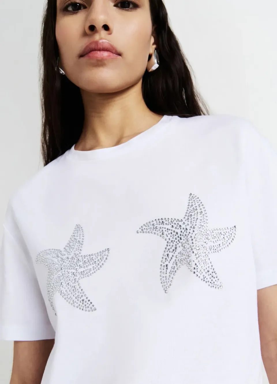Calliope t-shirt femme coton étoiles strass col rond