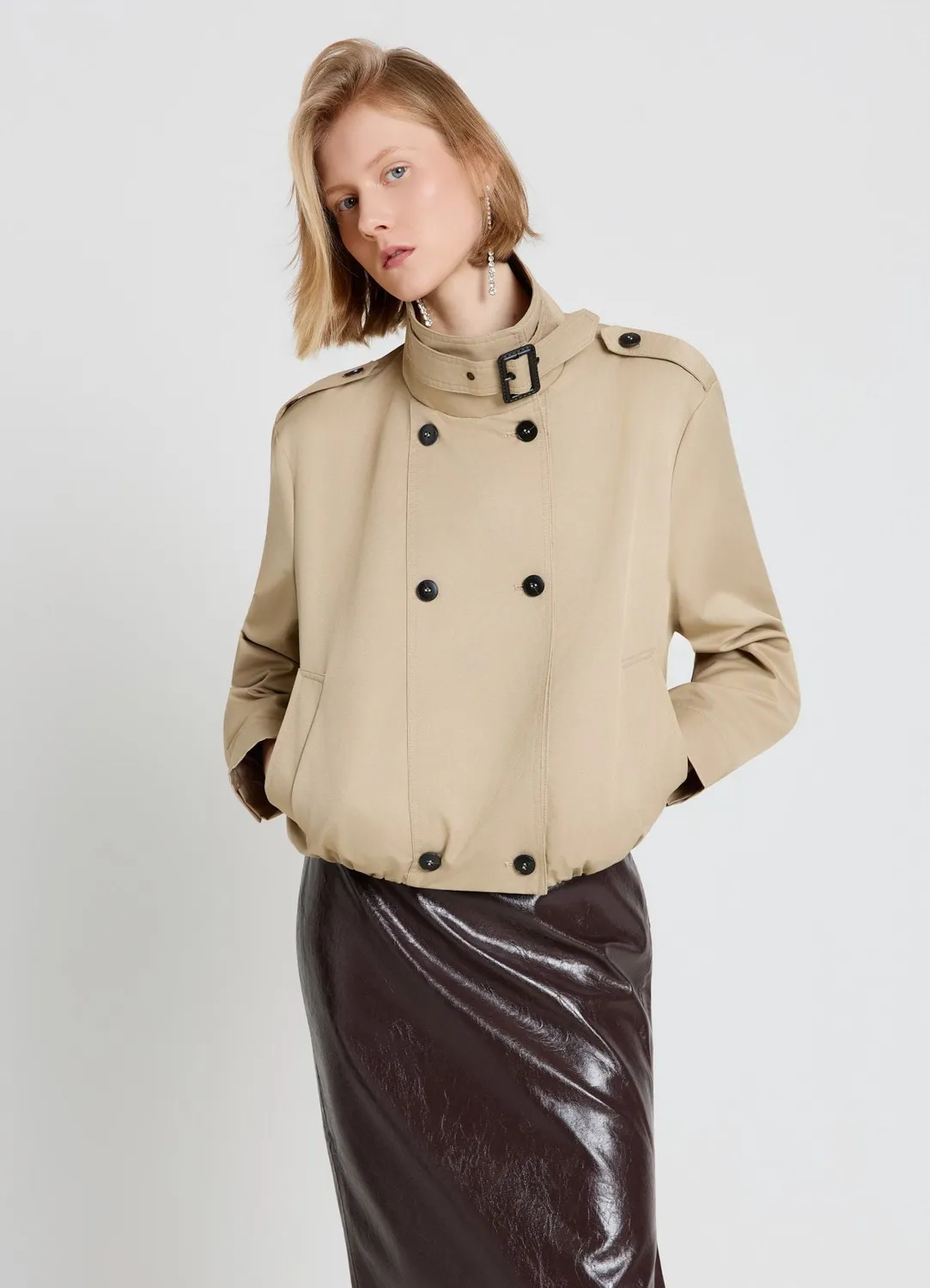 Calliope blouson court col montant femme uni