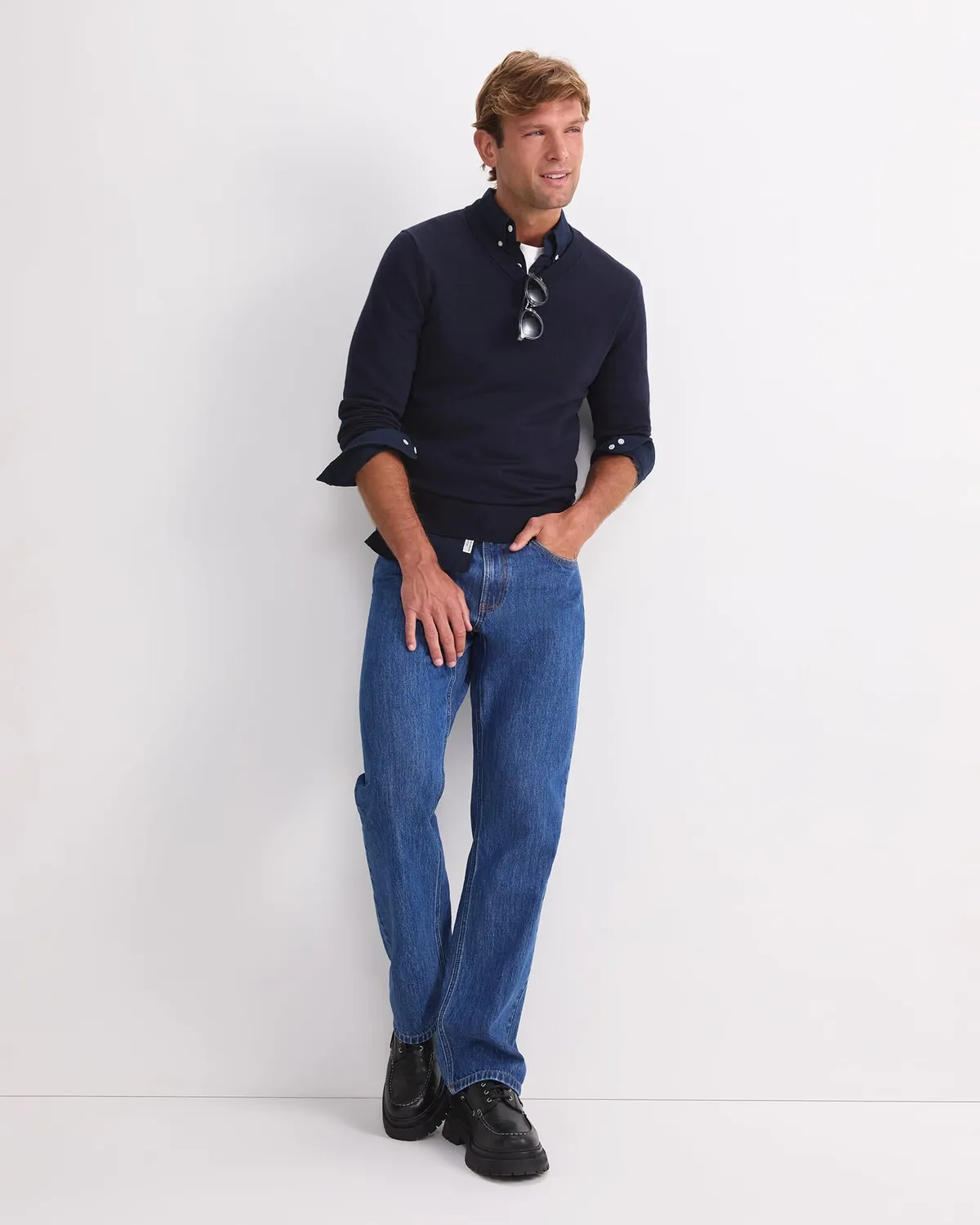 Sportscraft Merino pull col V laine homme léger
