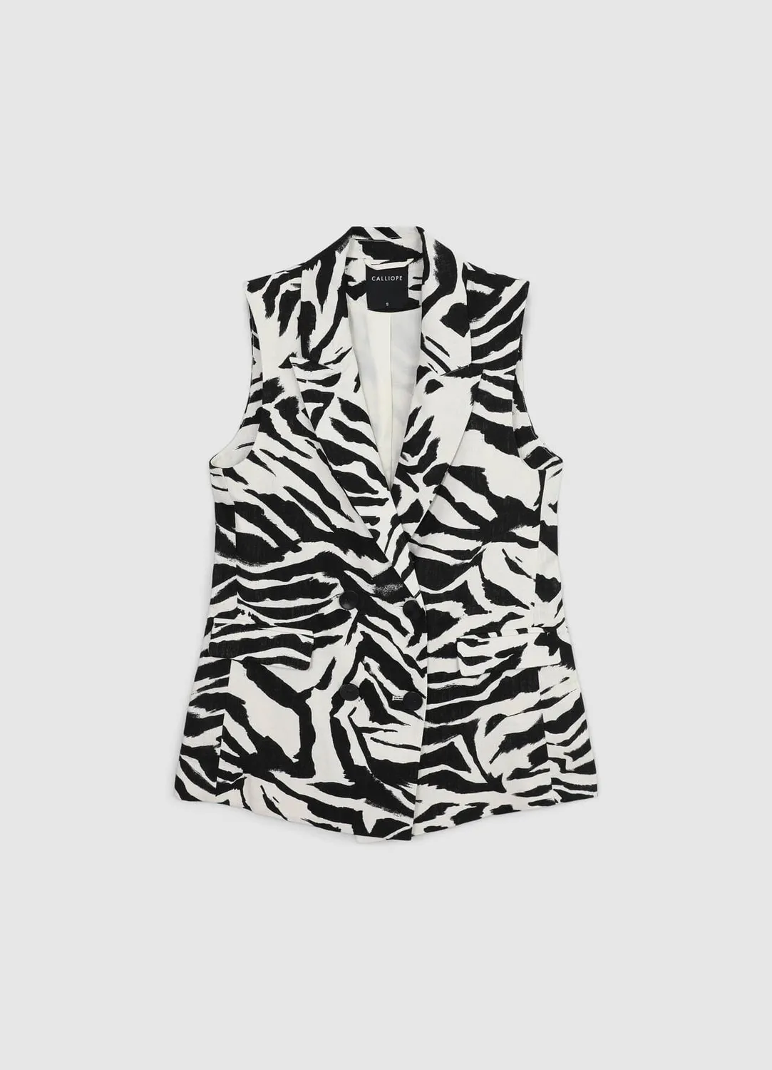 Calliope gilet long femme zébré boutons revers