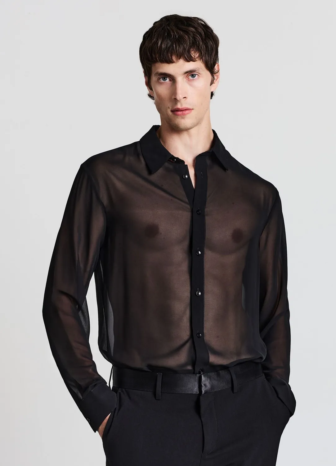 Calliope chemise georgette homme manches longues
