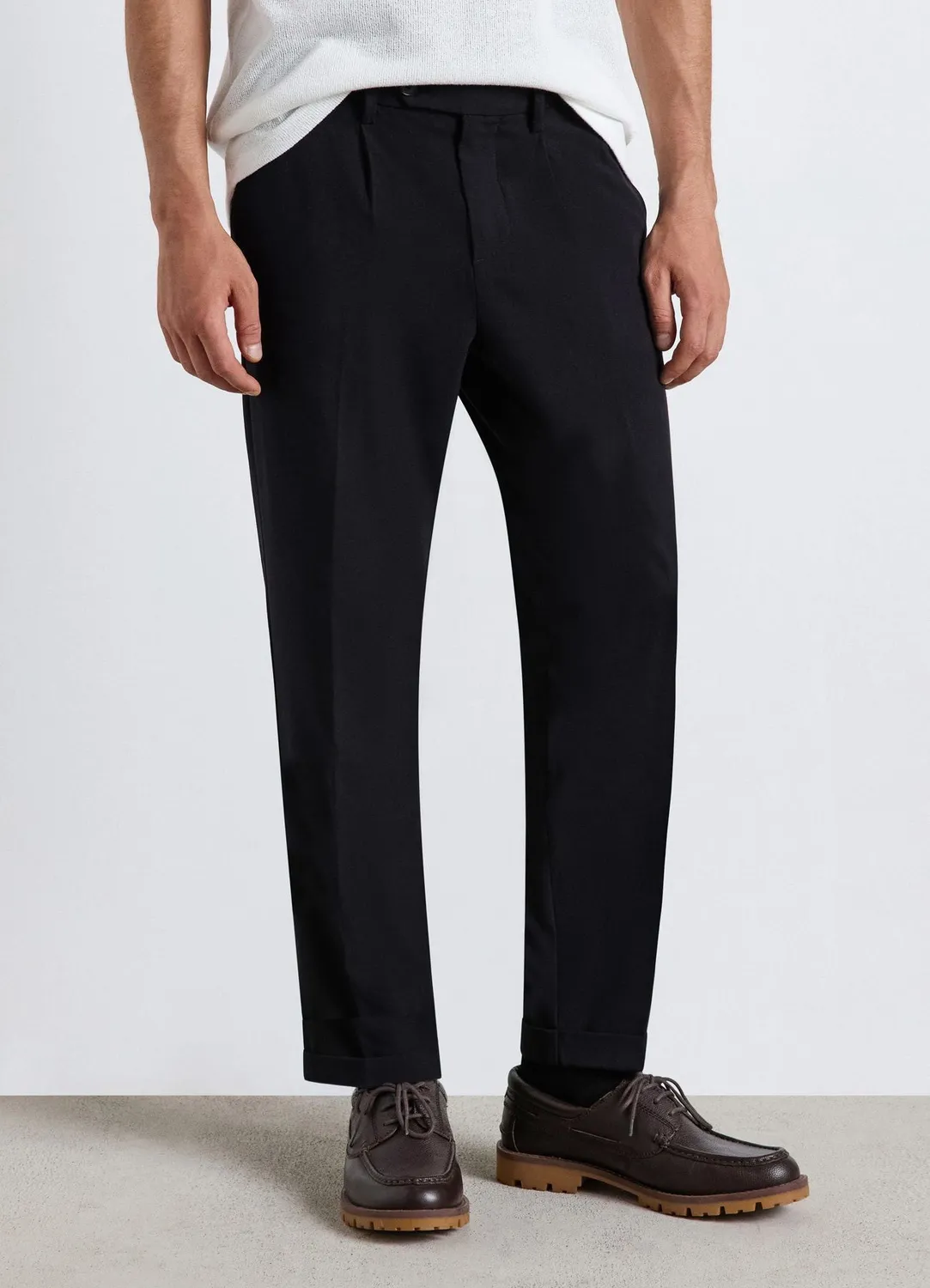 Calliope pantalon homme cropped à revers uni