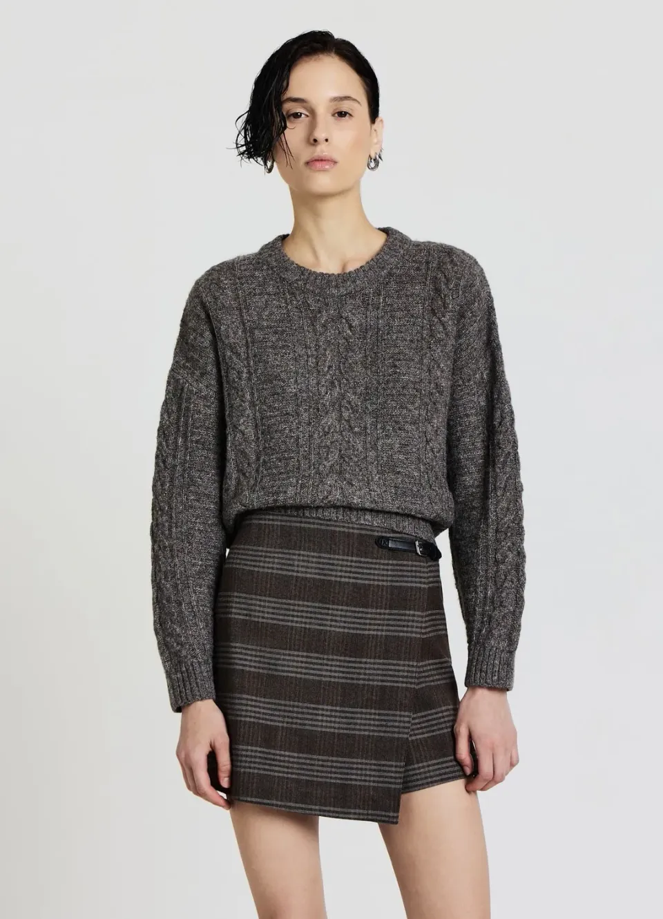 Calliope pull col rond femme maille torsades
