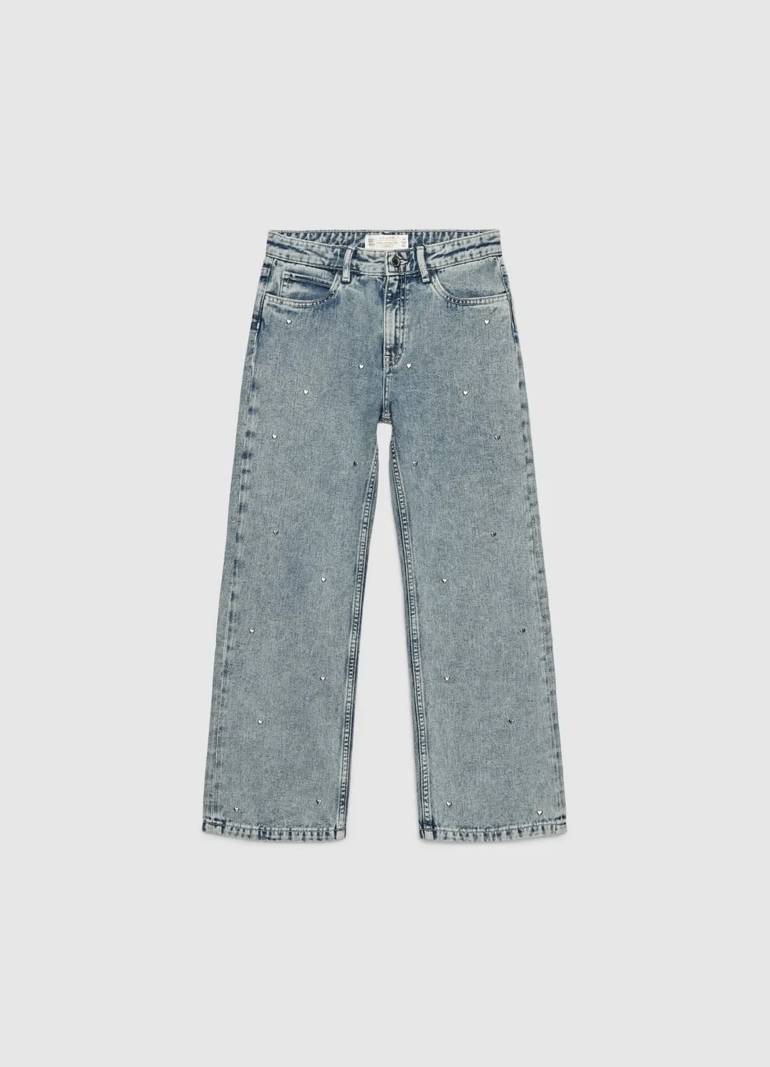 Calliope jean fille wide leg coeurs rivets
