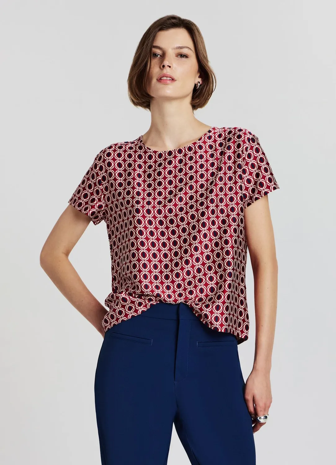 Calliope t-shirt satiné fantaisie femme col rond