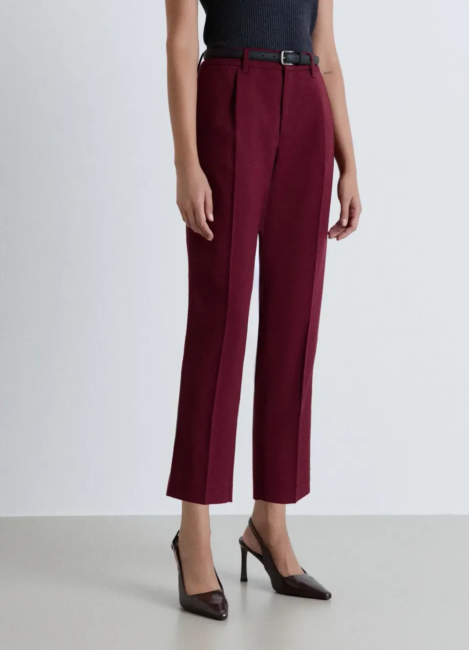 Calliope Pinces pantalon femme tailleur coupe droite