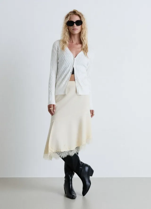 Calliope cardigan gilet maille torsades femme col V