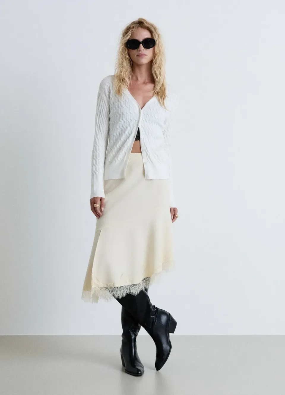 Calliope cardigan gilet maille torsades femme col V