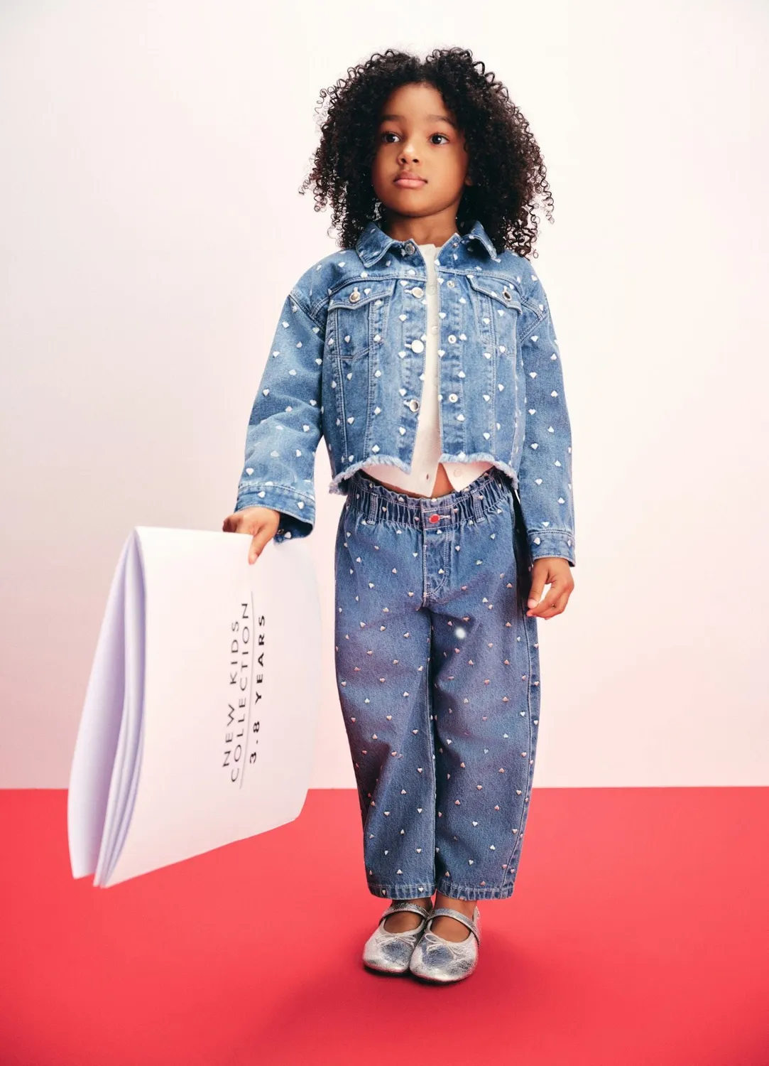 Calliope veste jean fille cœurs brodés denim