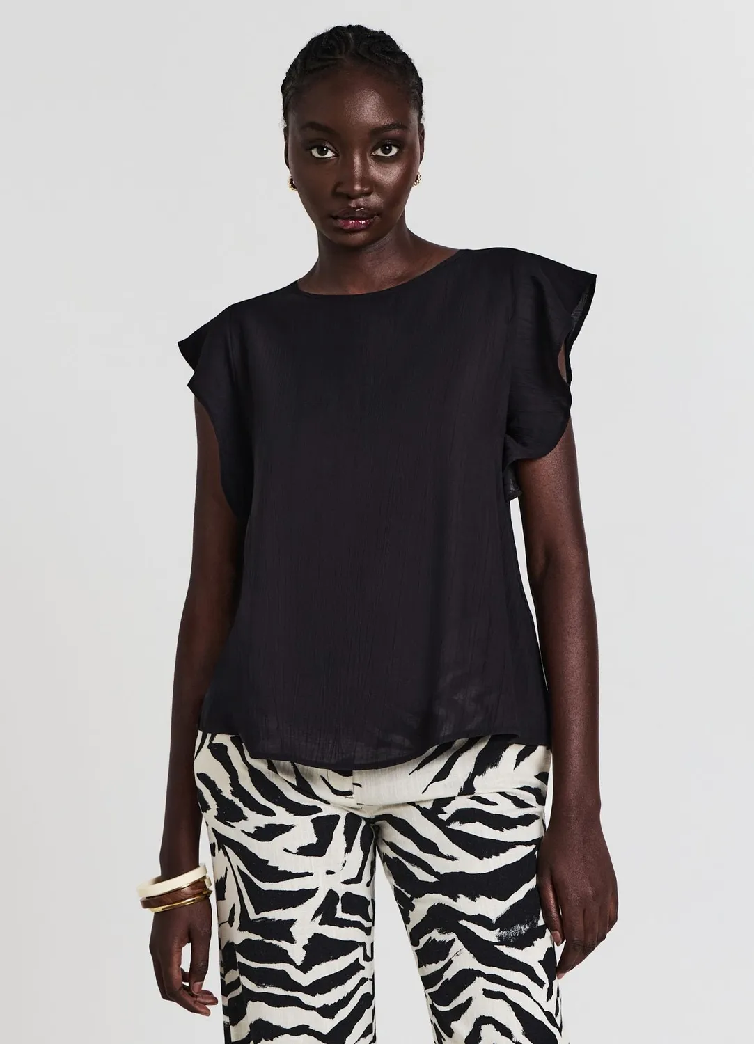 Calliope blouse manches volants femme unie