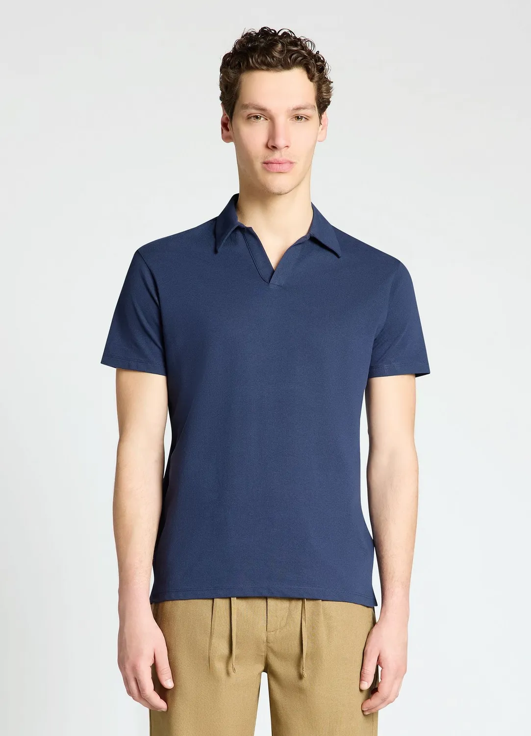 Calliope polo uni t-shirt homme col polo sans boutons