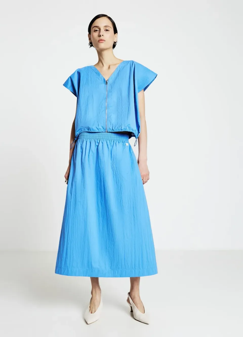 Calliope jupe midi femme unie élastique taille haute