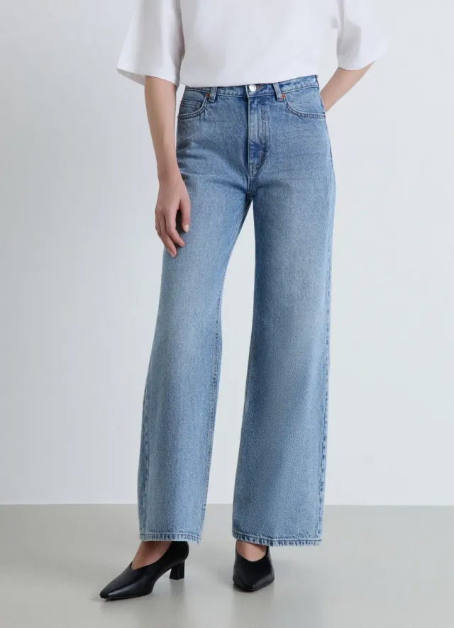 Calliope jean palazzo taille haute femme uni