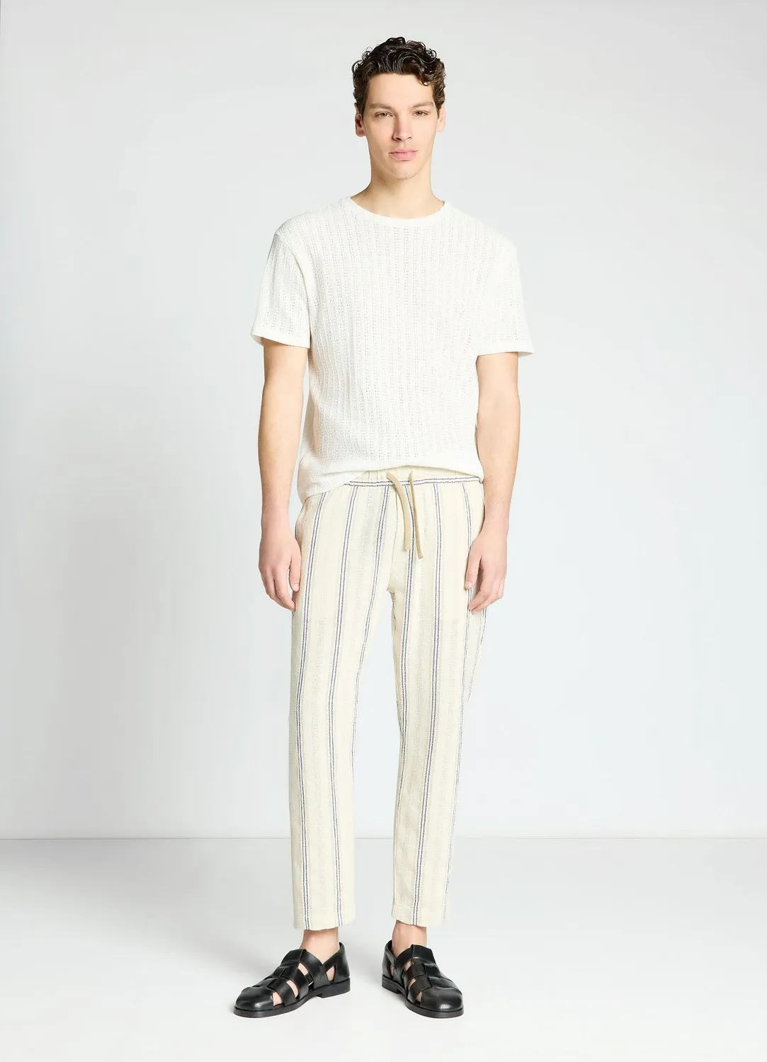 Calliope t-shirt homme ajouré côtelé col rond