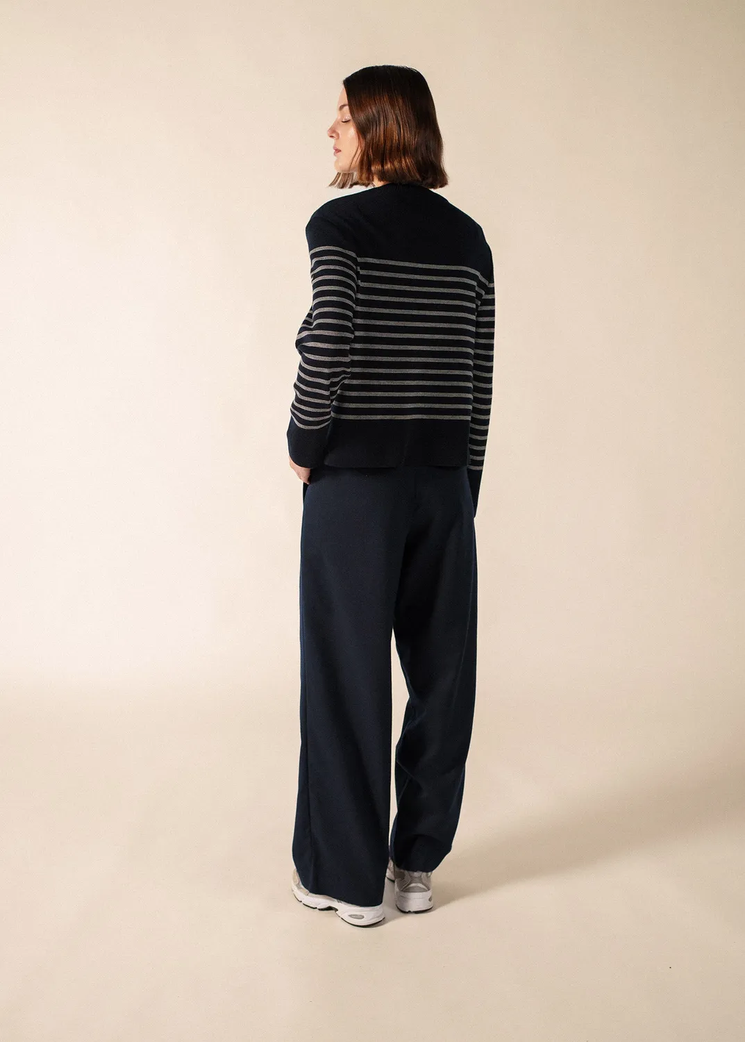 Saint James Aulon pull femme navy blanc laine