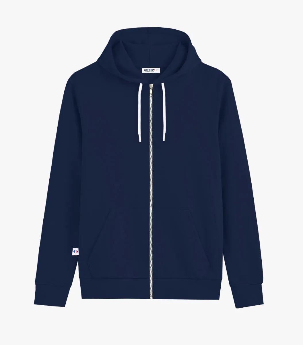 Cocorico Intemporel Sweat Zippé Femme Marine Coton