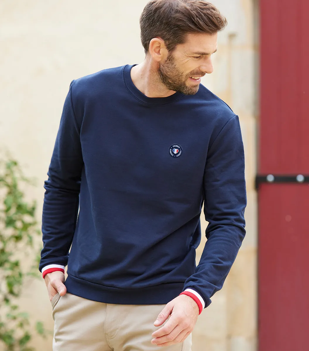 Cocorico Blason sweat homme marine coton peigné