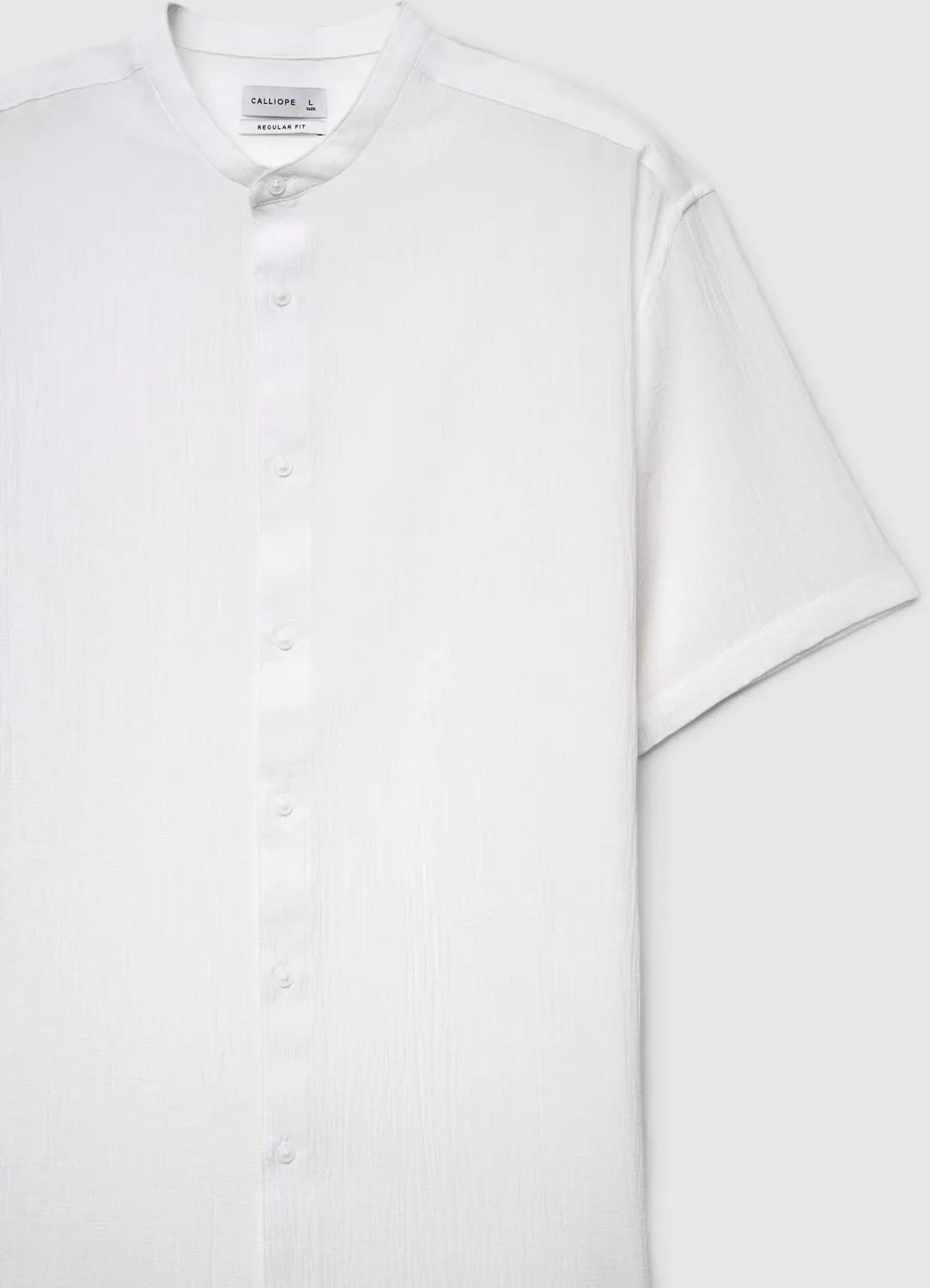 Calliope chemise col coréen homme manches courtes unie