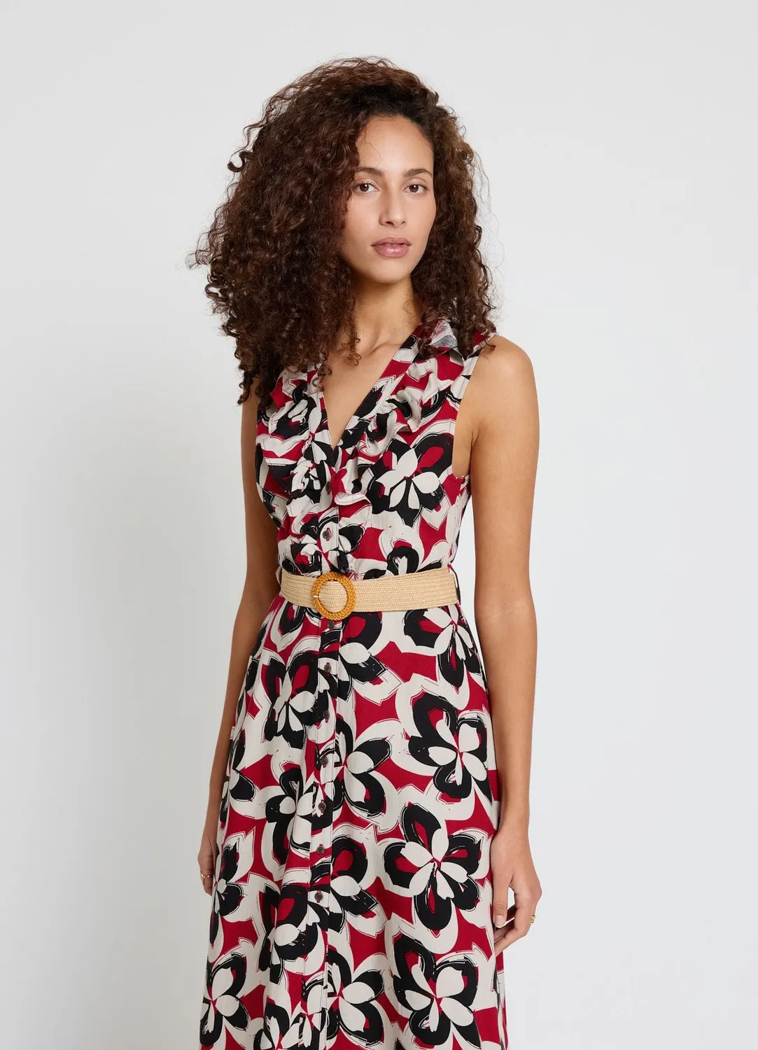 Calliope robe chemisier fleurie femme volants ceinture