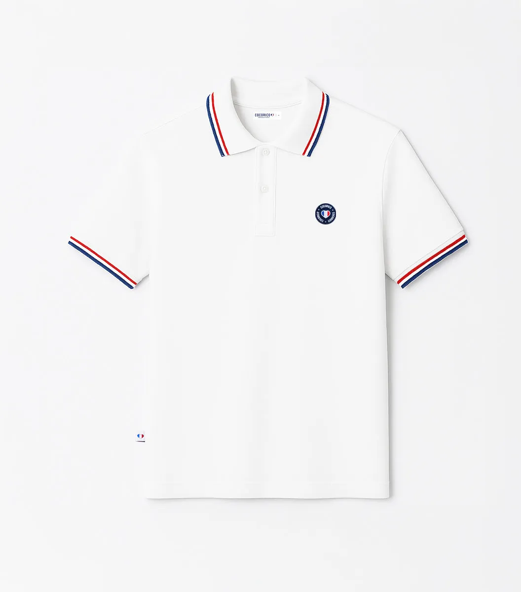 Cocorico Supporter Blason polo homme blanc coton
