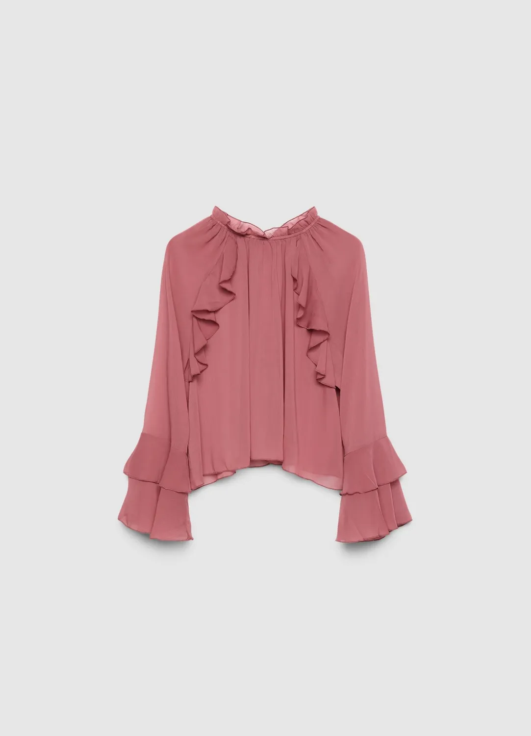 Calliope chemise femme à volants col montant boutons
