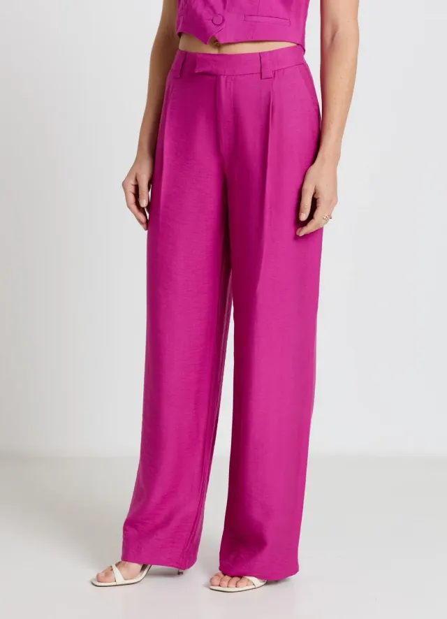 Calliope pantalon palazzo femme plissé taille haute