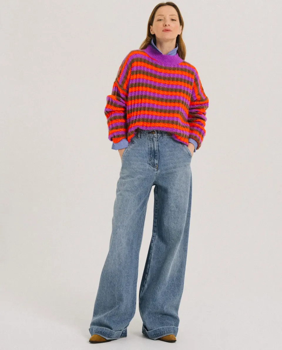 Tinsels Fedel La Vague jean large brodé coton