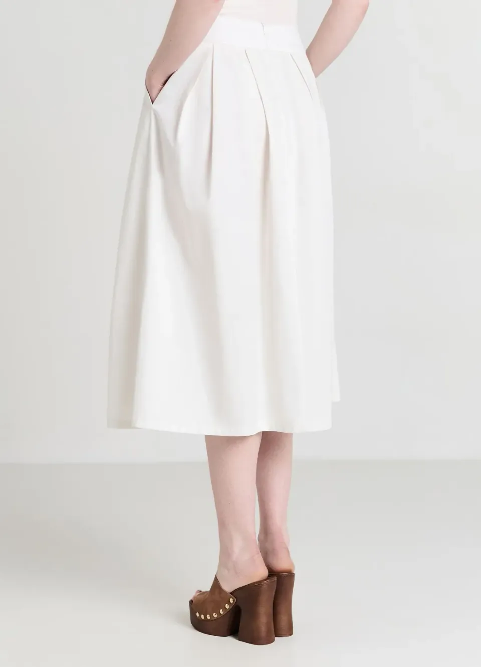 Calliope gonna midi pieghe jupe midi coton uni