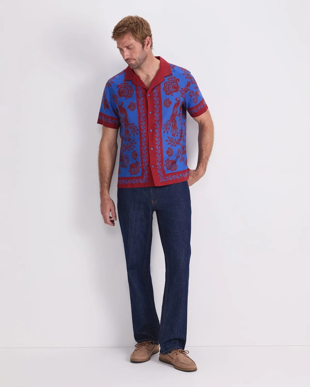 Sportscraft Mulga chemisette lin imprimé homme