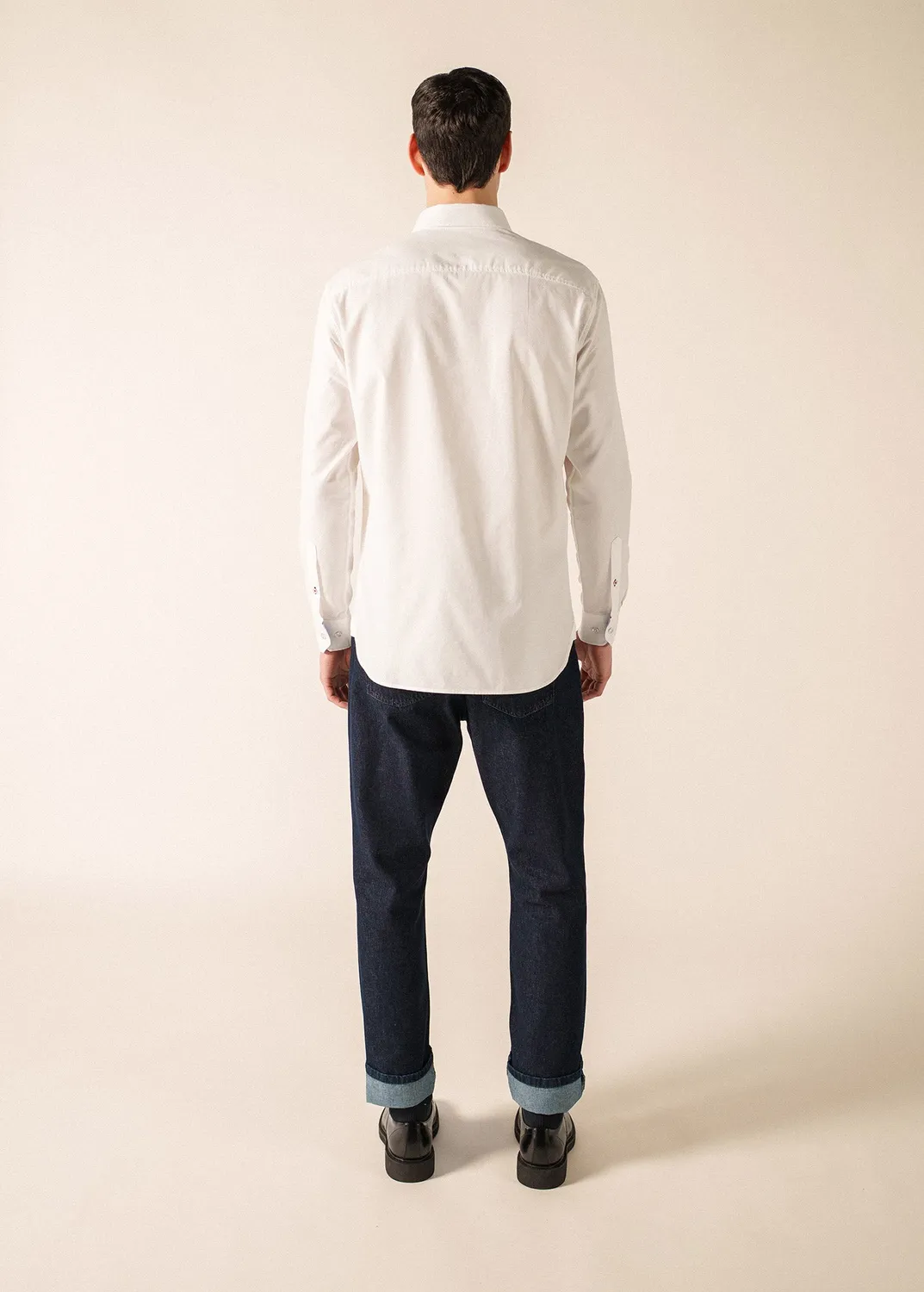 Saint James Oran chemise blanche dobby coton bio